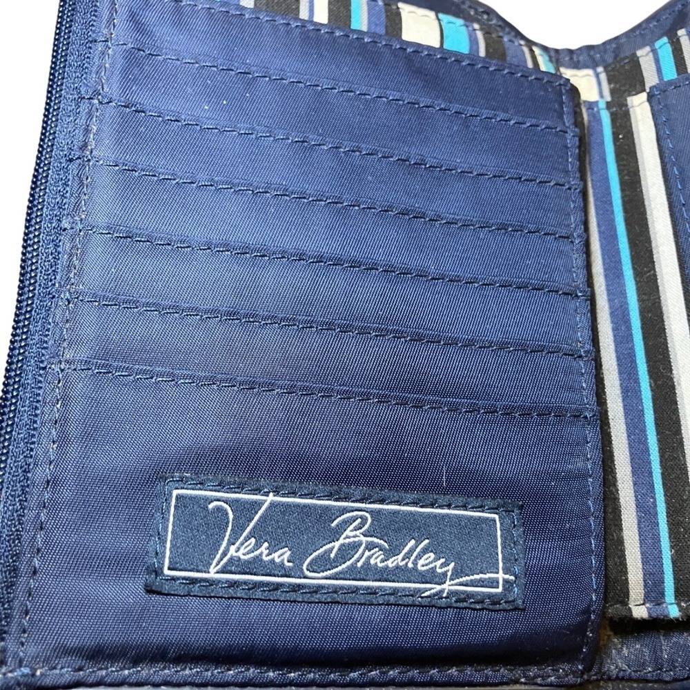 Vera Bradley Navy Quilted Wallet Compact Bifold Snap Closure - Picture 7 of 7